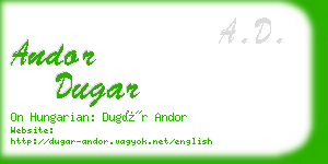 andor dugar business card